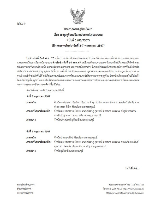 กรมอุตุ เตือน พายุฤดูร้อนถล่มไทย 5 วันเต็ม เสี่ยงฝนฟ้าคะนอง ฟ้าผ่า