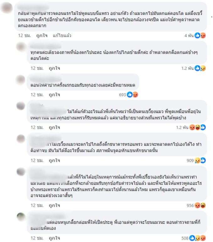 ทอมโพสต์ชี้แจ้ง แมวโดดลงไปเอง ไม่ได้โยน