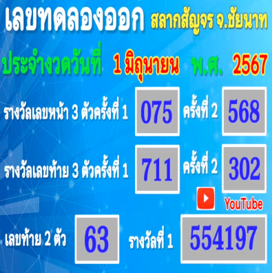เลขทดลองออกสลาก 1 6 67