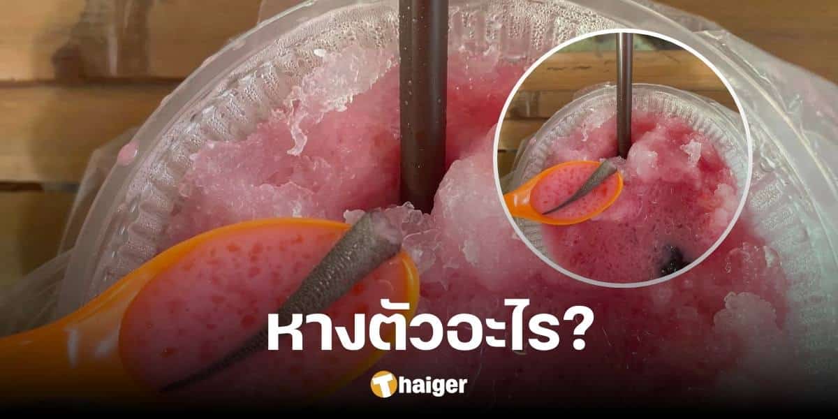 A girl eating shaved ice finds a 'mysterious tail' in a cup. People rush to guess what it is.