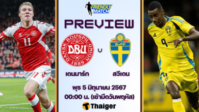 ดูบอลสด กระชับมิตร เดนมาร์ก สวีเดน