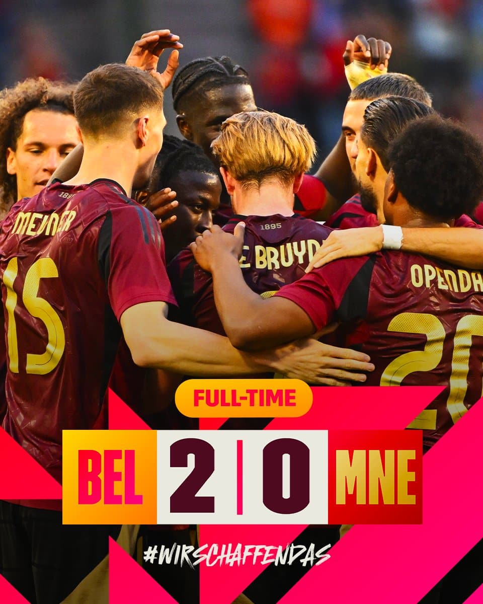 ผลบอลเมื่อคืนนี้ ฟุตบอลอุ่นเครื่องทีมชาติ เบลเยียม มอนเตเนโกร