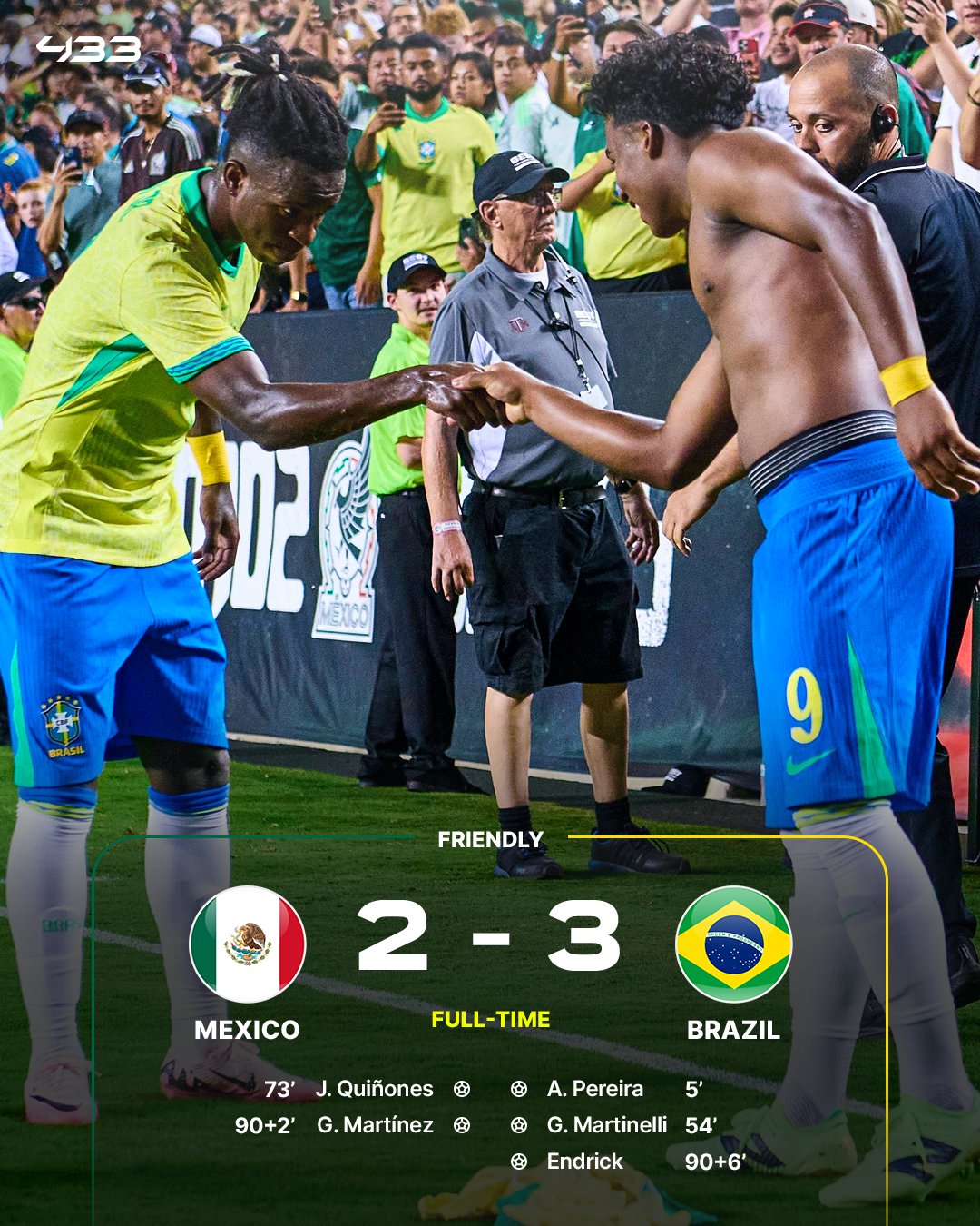 ผลบอล ฟุตบอลอุ่นเครื่องทีมชาติ เม็กซิโก บราซิล