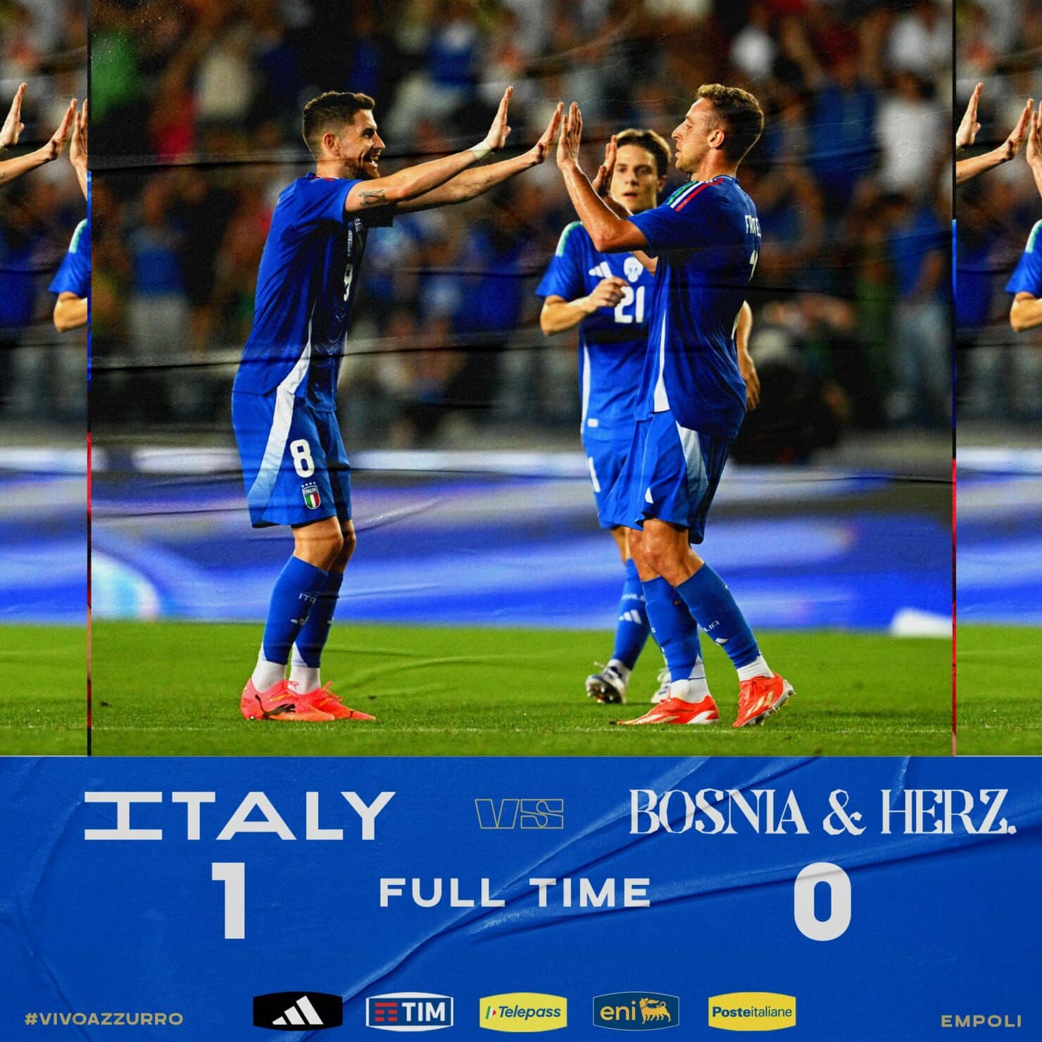 ผลบอลเมื่อคืนนี้ ฟุตบอลอุ่นเครื่องทีมชาติ อิตาลี บอสเนีย