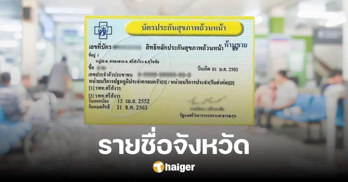 The Royal Gazette announced the addition of 42 provinces, beginning to use 30 baht for treatment everywhere. with ID card