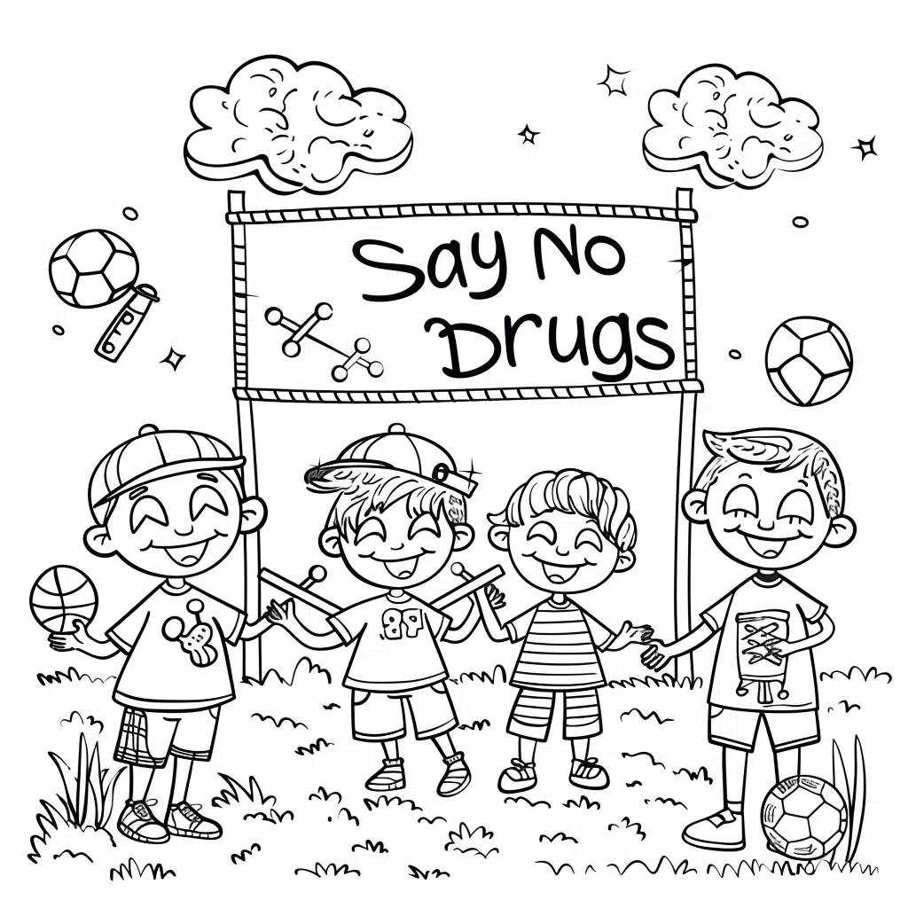 ภาพวาดระบายสี วันต่อต้านยาเสพติด สำหรับเด็ก 67