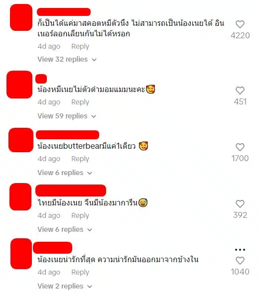 คอมเมนต์มัมหมีชาวไทย วิพากษ์วิจารณ์ น้องหมีเนยจีนแดง