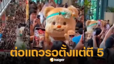 น้องหมีเนย ฟีเวอร์หนัก เหล่ามัมหมี ต่อคิวรอเจอตั้งแต่ตี 5 จนทีมงานต้องออกประกาศเตือน