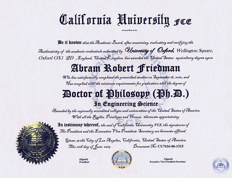 ใบปริญญา California University