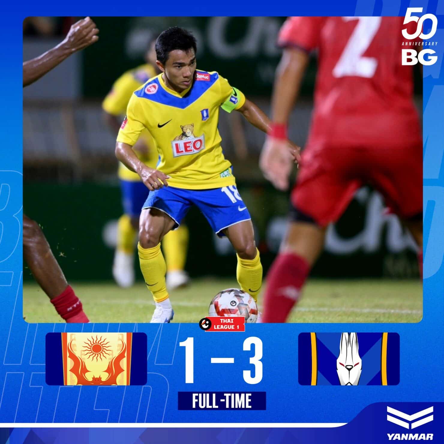 ผลฟุตบอล รีโว่ ไทยลีก สุโขทัย บีจี ปทุม