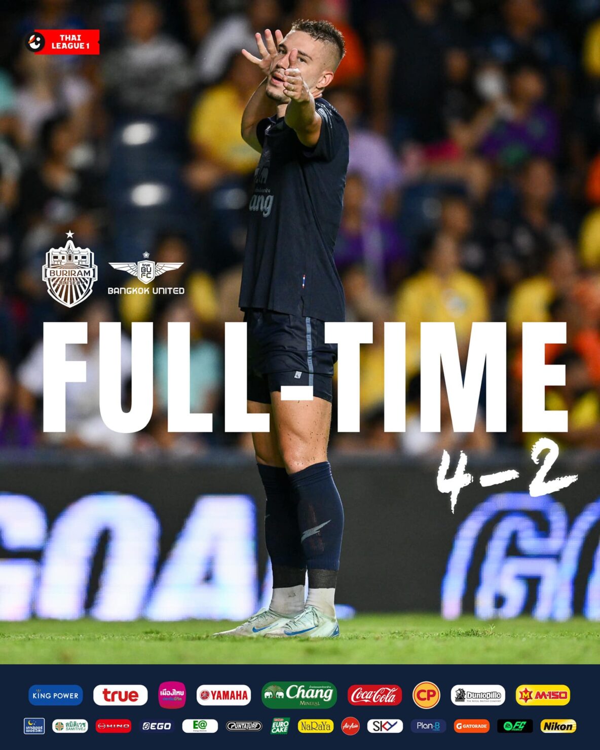 ผลฟุตบอล รีโว่ ไทยลีก บุรีรัมย์ แบงค็อก