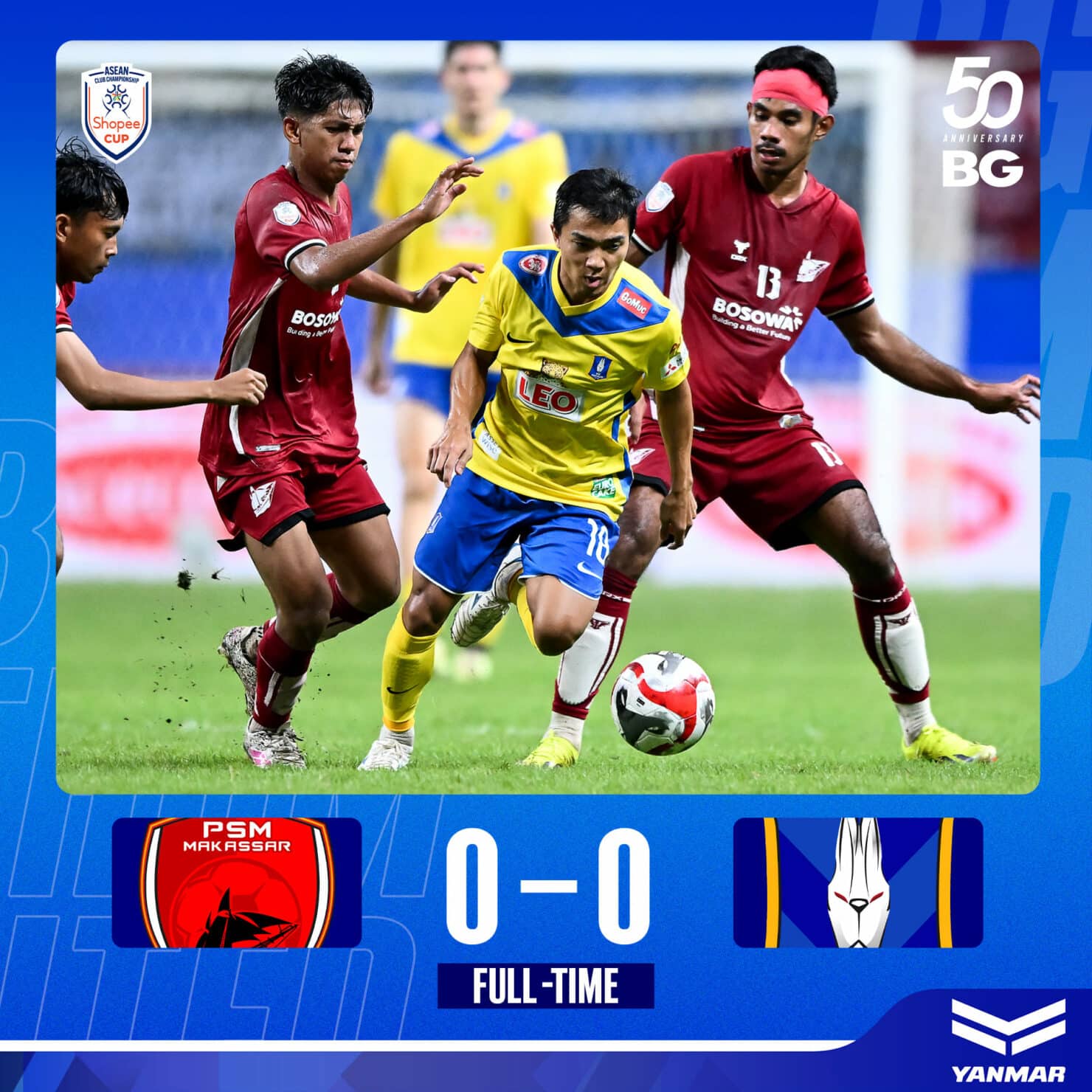 ผลฟุตบอล Shopee Cup พีเอสเอ็ม มากัสซาร์ บีจี ปทุม