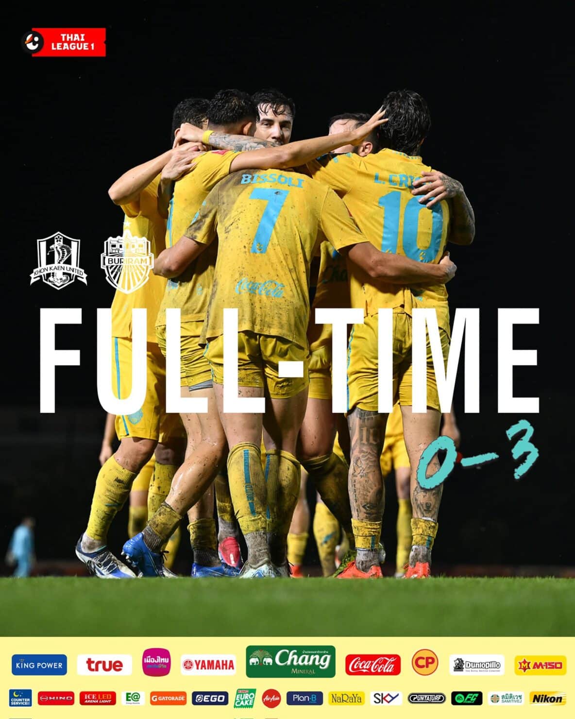 ผลฟุตบอล รีโว่ ไทยลีก บุรีรัมย์ ขอนแก่น