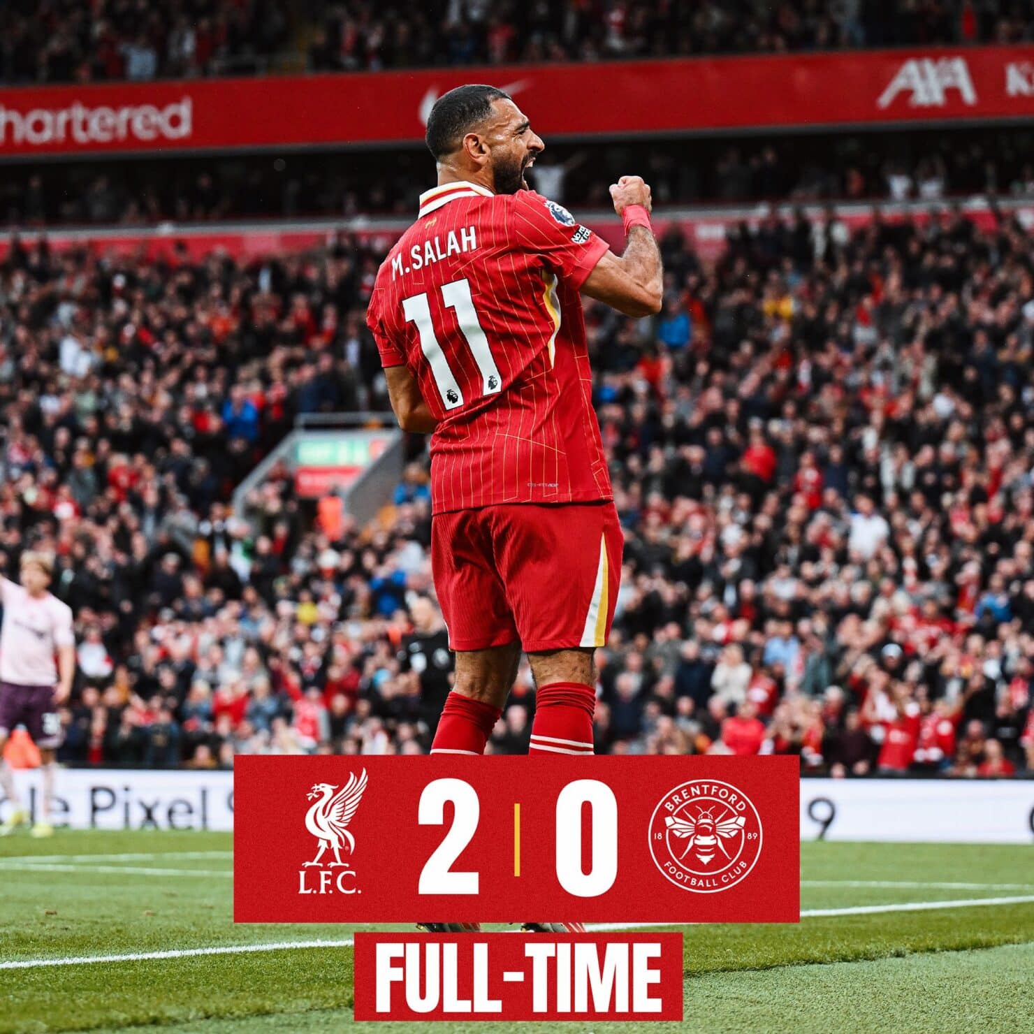 ผลบอลเมื่อคืนนี้ พรีเมียร์ลีก ลิเวอร์พูล เบรนท์ฟอร์ด