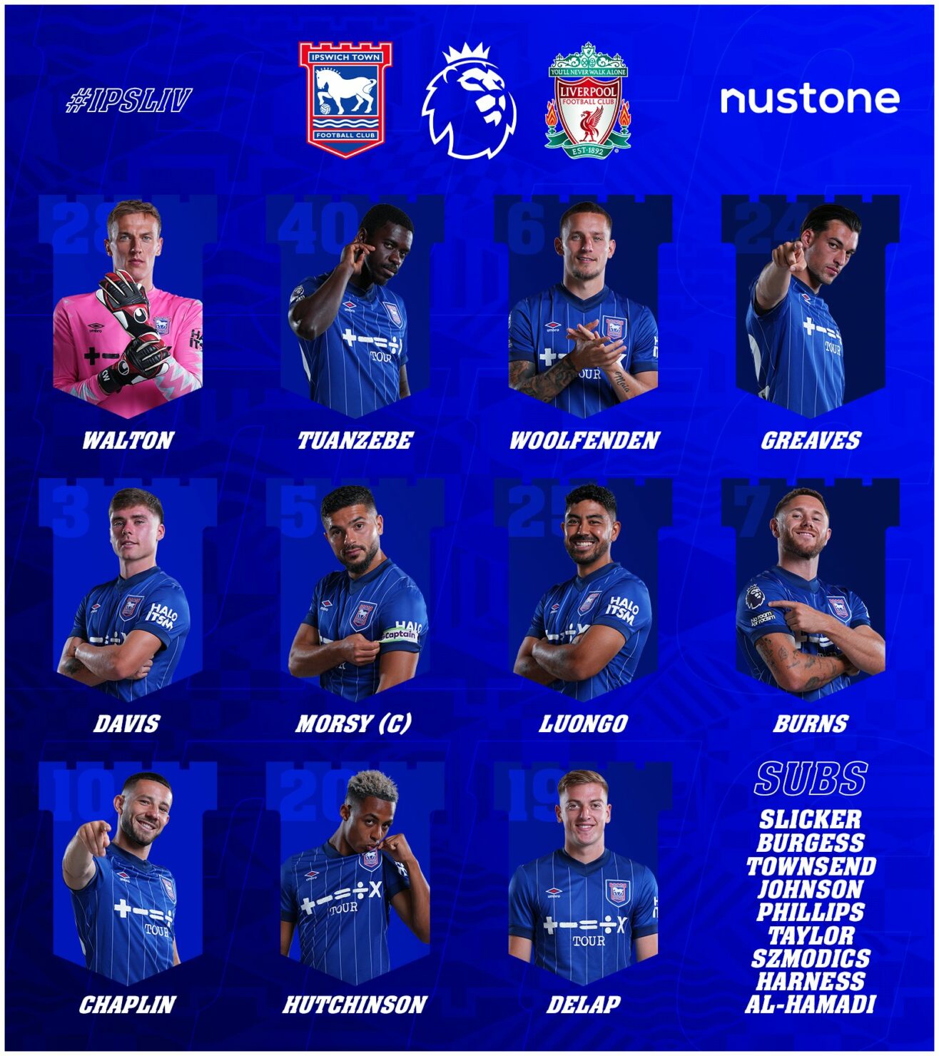 11 ตัวจริง อิปสวิช ลิเวอร์พูล