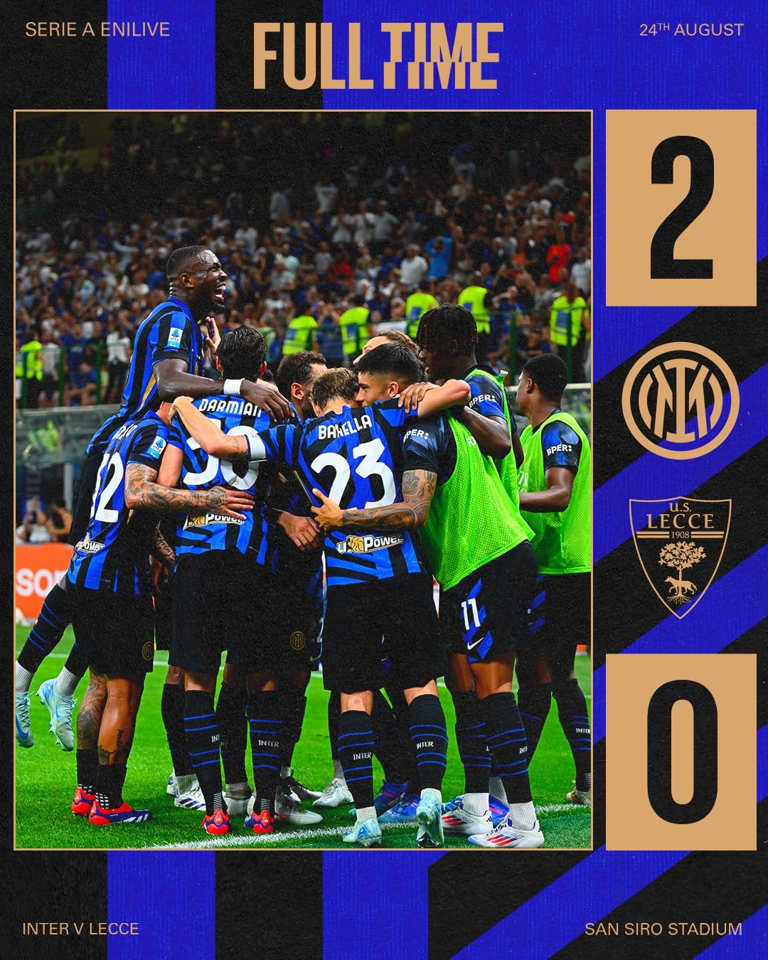 ผลบอลเมื่อคืนนี้ กัลโช่ อินเตอร์ เลชเช่