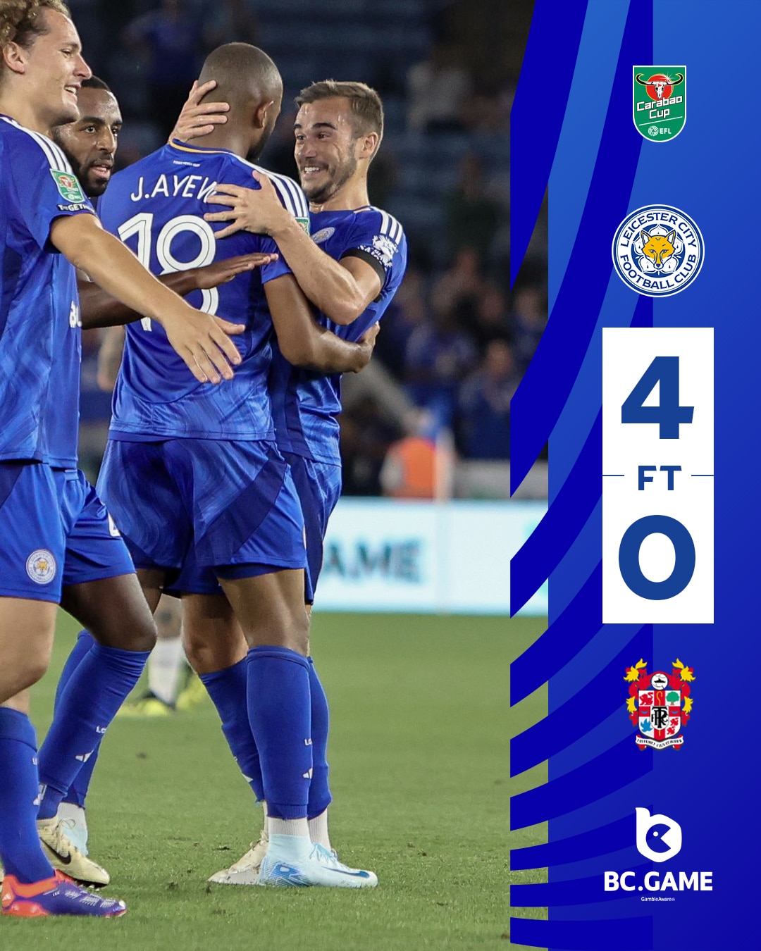 ผลบอลเมื่อคืนนี้ คาราบาวคัพ เลสเตอร์ ทรานเมียร์