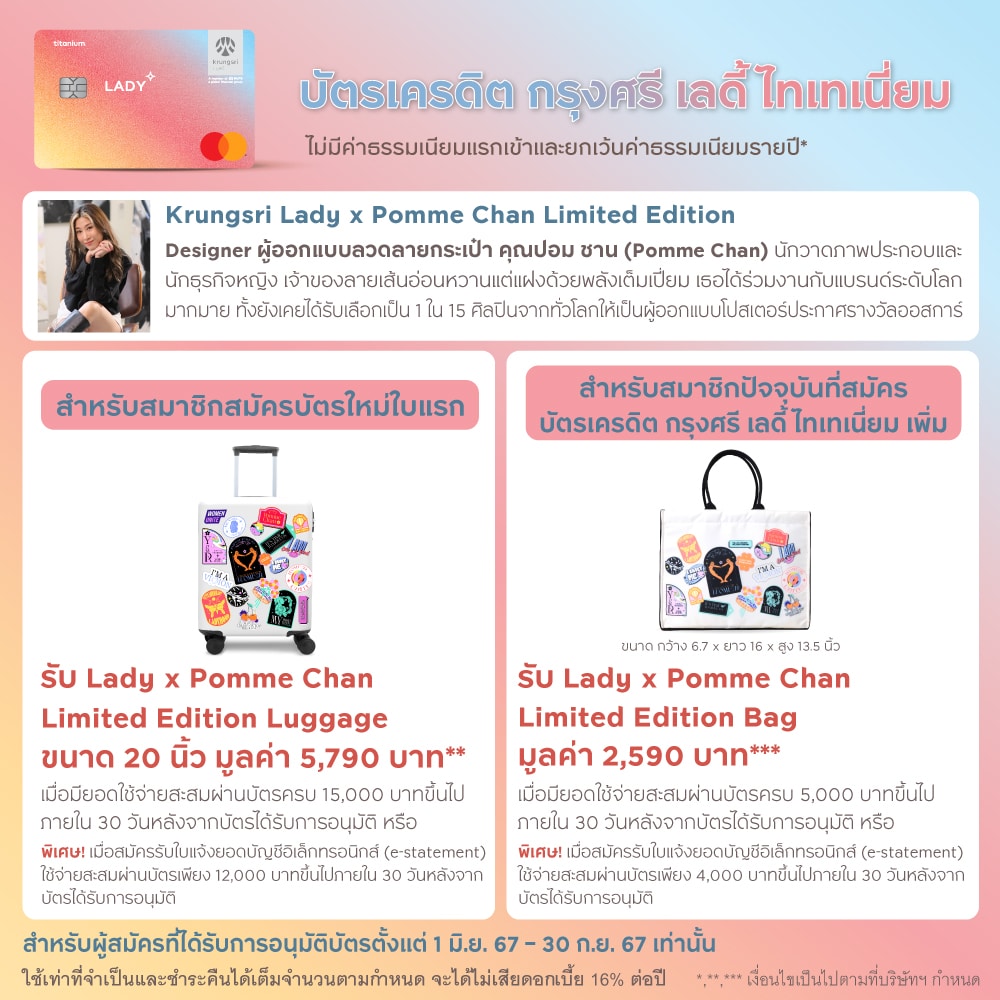 ข้อมูลการสมัครบัตรเครดิตกรุงศรีเลดี้