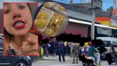 คนสุรินทร์รวมตัวหน้าร้านแม่ค้าทุเรียนปากแจ๋ว