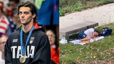 นักว่ายน้ำเหรียญทองอิตาลี นอนสวนสาธารณะ