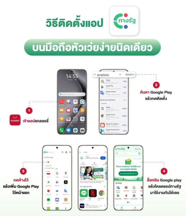 วิธีดาวน์โหลดแอปทางรัฐ บนหัวเว่ย