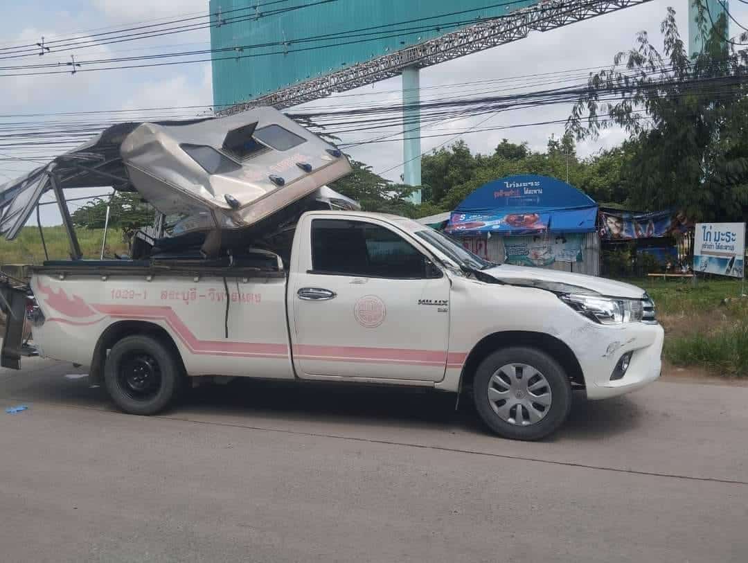 สภาพรถสองแถวที่เกิดอุบัติเหตุ