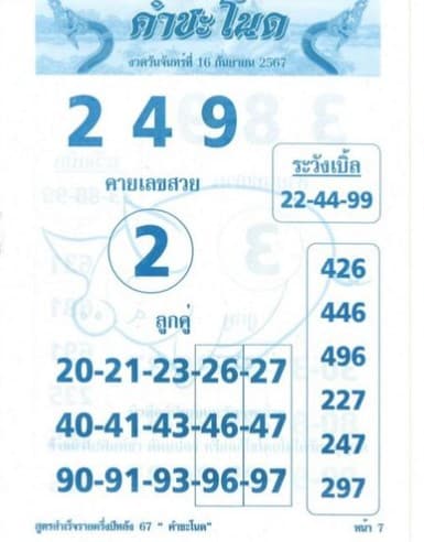 เลขเด็ดคำชะโนด 16 9 67