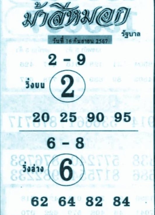 เลขเด็ดม้าสีหมอก 16 9 67