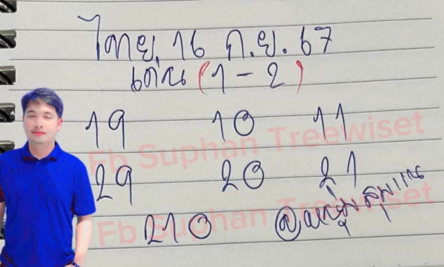 เลขเด็ด หนุ่มสุพรรณ 16 9 67
