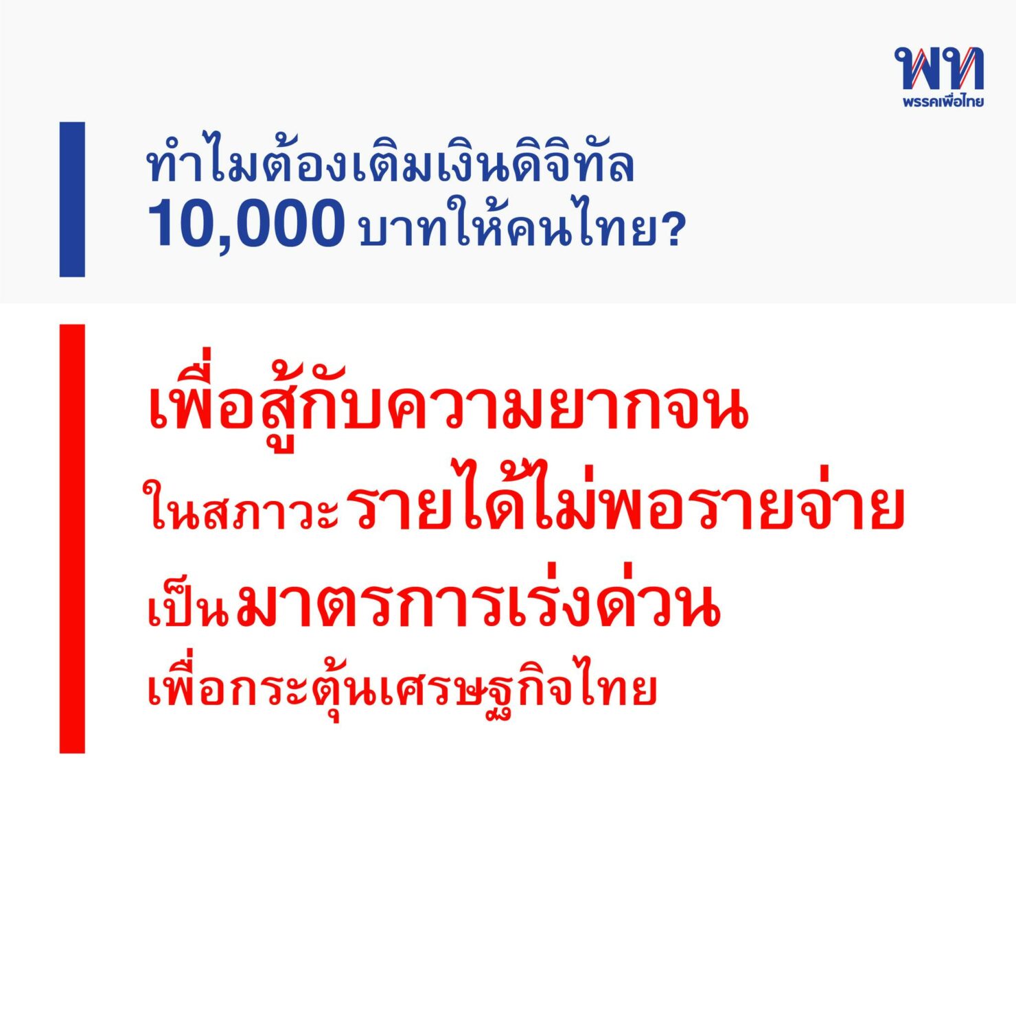 เงินดิจิทัล 10000 บาท เพื่อต่อสู้กับความยากจนของประชาชน