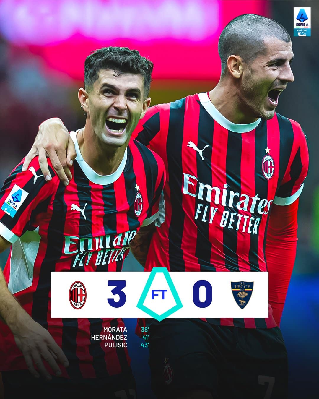 ผลบอลเมื่อคืนนี้ กัลโช่ มิลาน เลชเช่