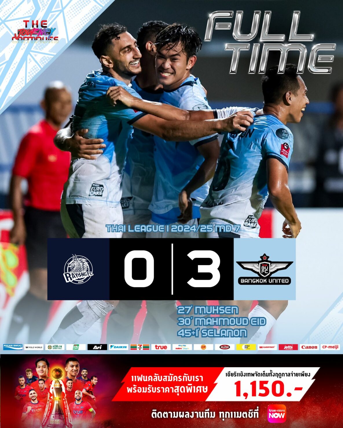 ผลฟุตบอล รีโว่ ไทยลีก ระยอง เแบงค็อก