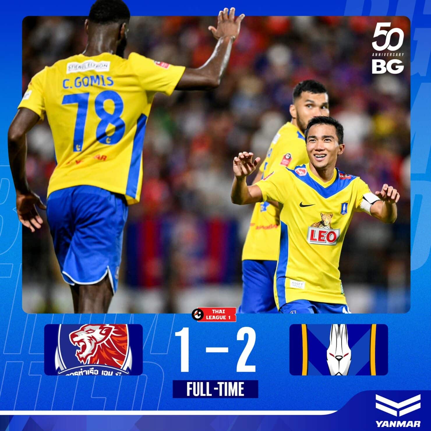 ผลฟุตบอล รีโว่ ไทยลีก การท่าเรือ บีจี ปทุม