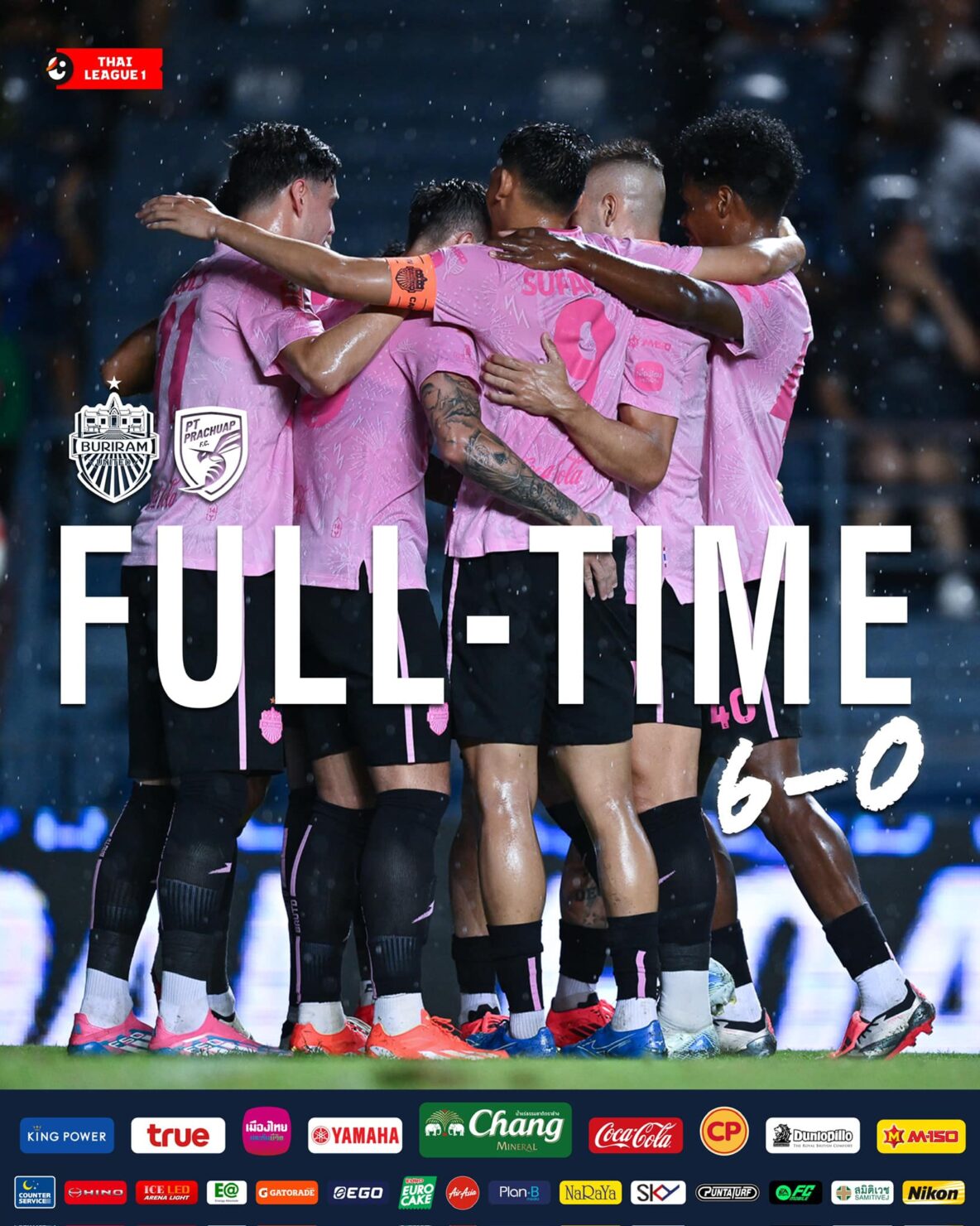 ผลฟุตบอล รีโว่ ไทยลีก บุรีรัมย์ ประจวบ