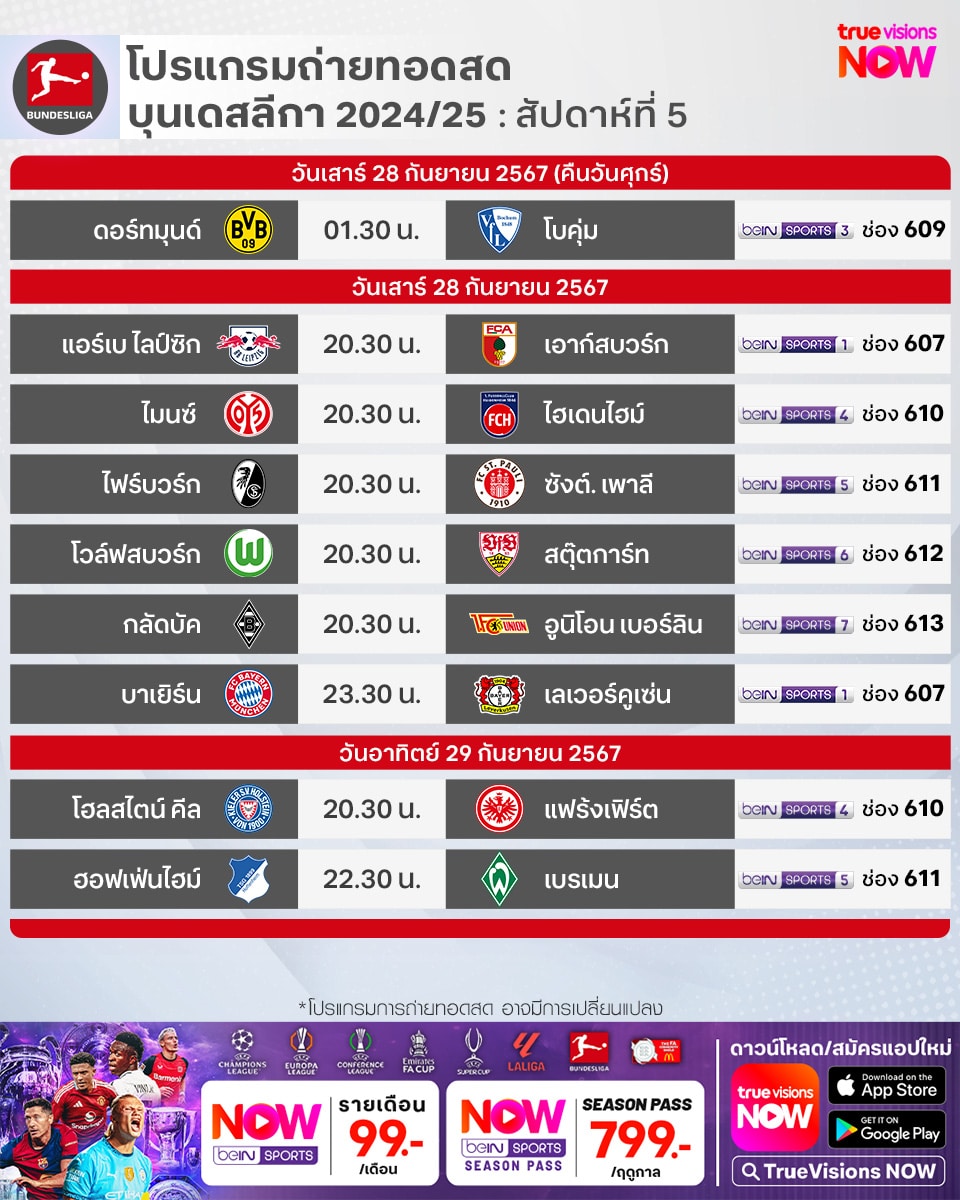 ตารางแข่งขัน รีโว่ ไทยลีก 2024/25