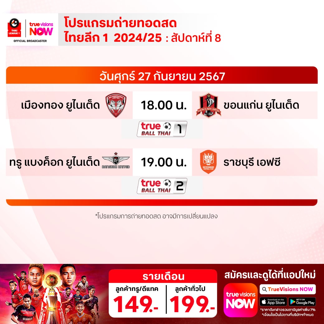 ดูบอลสด ไทยลีก เมืองทอง ขอนแก่น