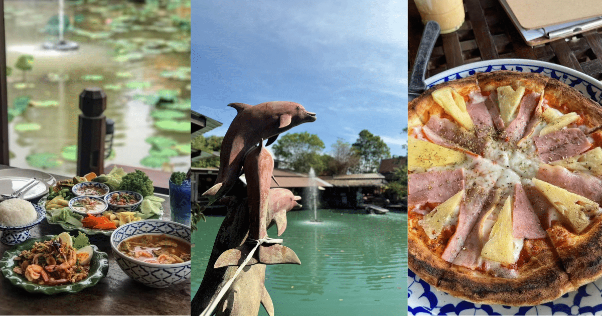 อยุธยารีทรีต ห้องพักและคาเฟ่ริมน้ำ บ้านทรงไทยหลังงามร่มรื่นด้วยต้นไม้ใหญ่และสระบัว บรรยากศดีให้ความเงียบสงบ