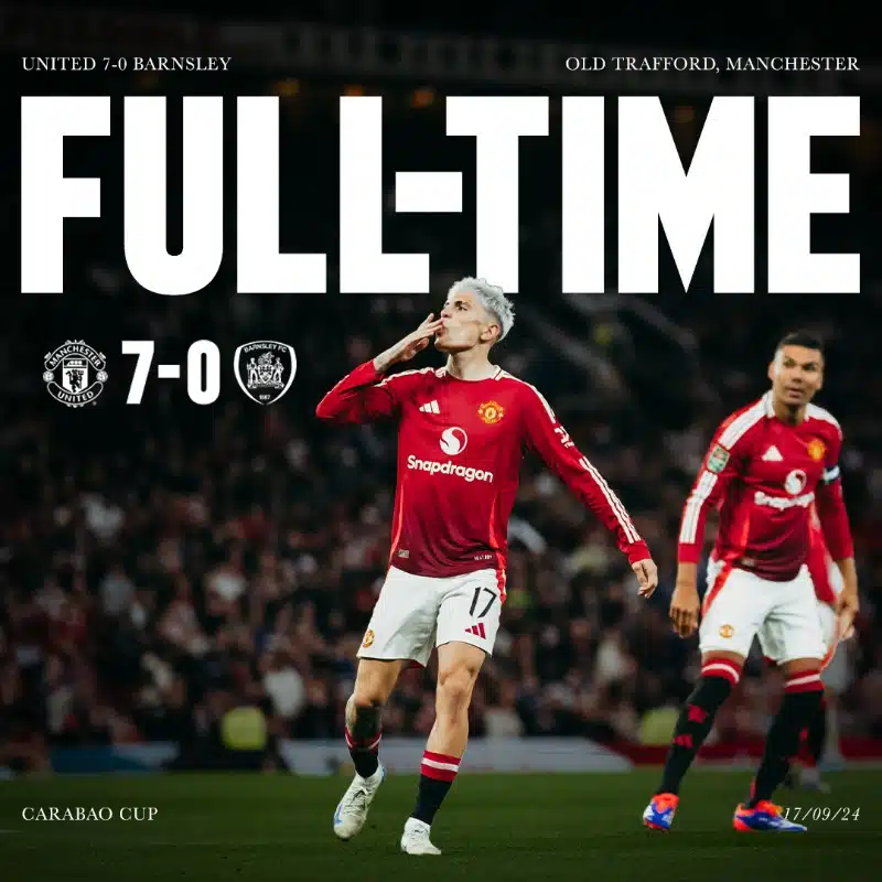 ผลบอลเมื่อคืนนี้ คาราบาวคัพ 2024/25 แมนยู บาร์นสลี่ย์