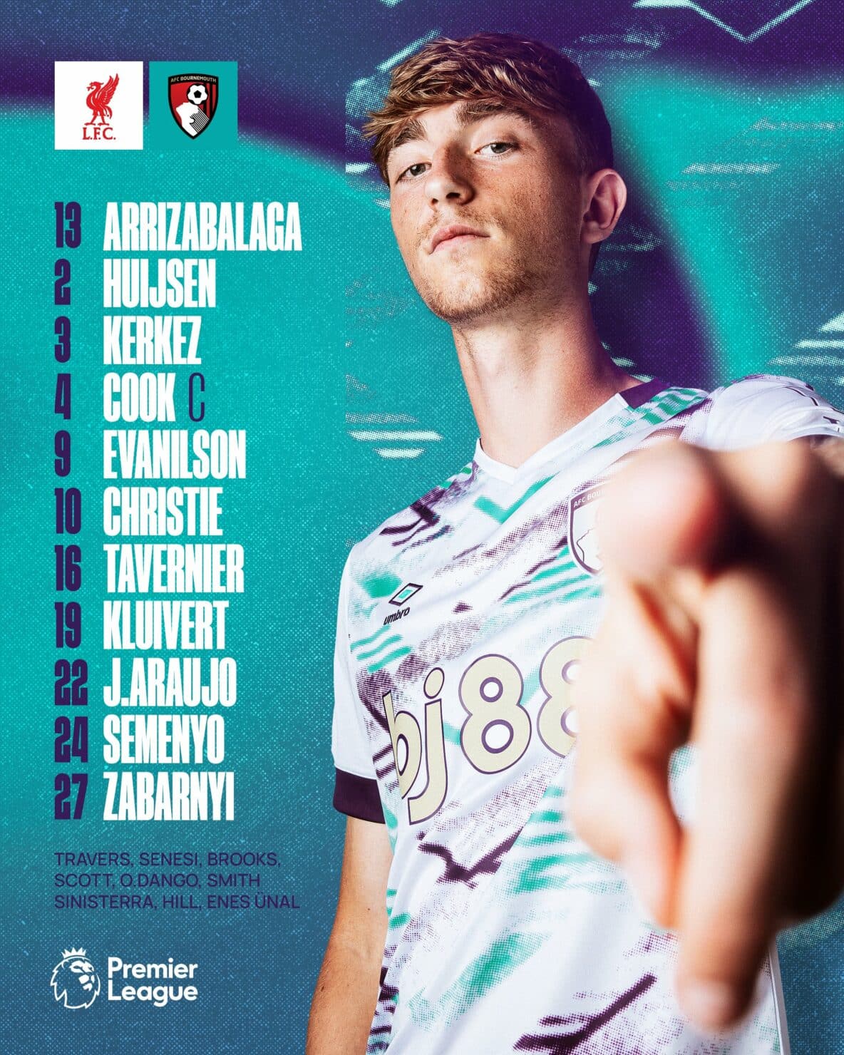 11 ตัวจริง ลิเวอร์พูล บอร์นมัธ