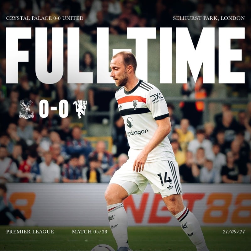 ผลบอลเมื่อคืนนี้ พรีเมียร์ลีก พาเลซ แมนยู