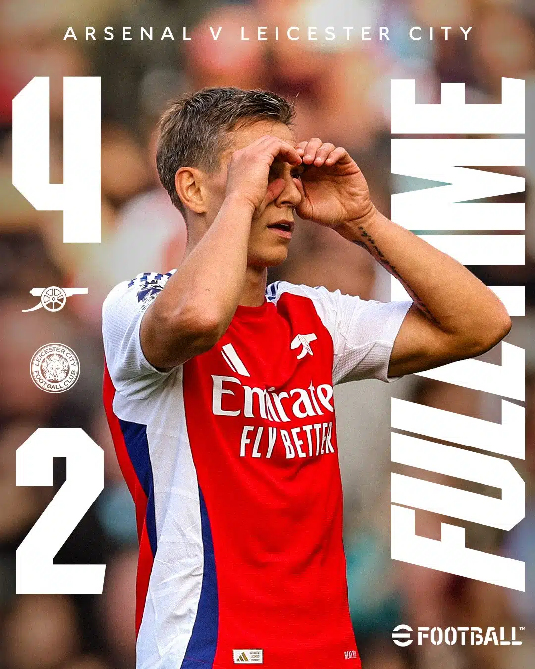 ผลบอลเมื่อคืนนี้ พรีเมียร์ลีก อาร์เซนอล เลสเตอร์