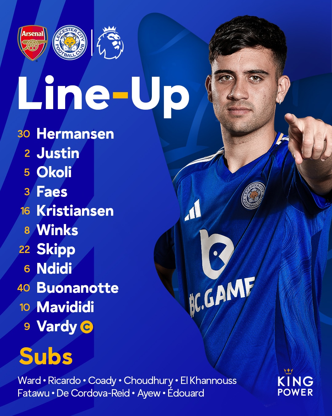 11 ตัวจริง อาร์เซนอล เลสเตอร์