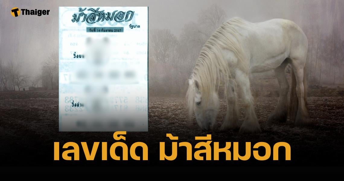 เลขเด็ด "ม้าสีหมอก" งวด 19 กันยายน 2567 ลายแทงเลขท้ายสองตัว