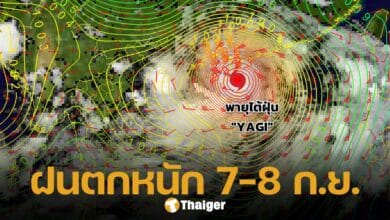 กรมอุตุนิยมวิทยา ประกาศเตือน พายุไต้ฝุ่นยางิ กระทบภาคเหนือ-อีสานตอนบน ของไทย ระวังฝนตกหนัก 7-8 ก.ย.นี้