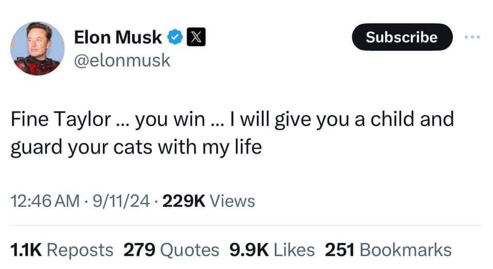 อีลอน อัพทวิตถึงเทเลอร์