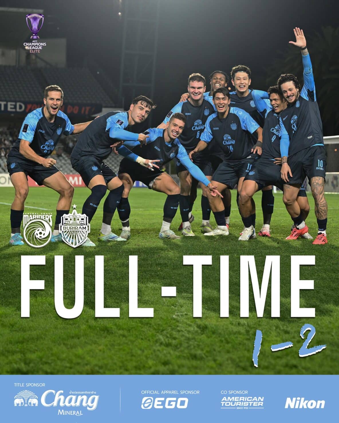 ผลฟุตบอลเอเอฟซี แชมเปียนส์ลีก อีลิท เซนทรัล โคสต์ บุรีรัมย์