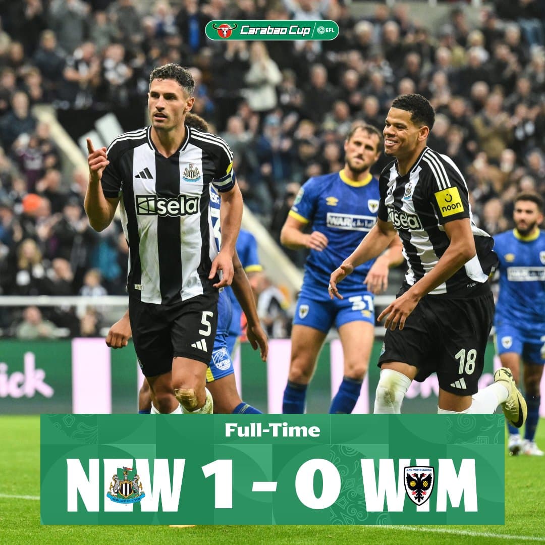 ผลบอลเมื่อคืนนี้ คาราบาวคัพ นิวคาสเซิ่ล วิมเบิลดัน