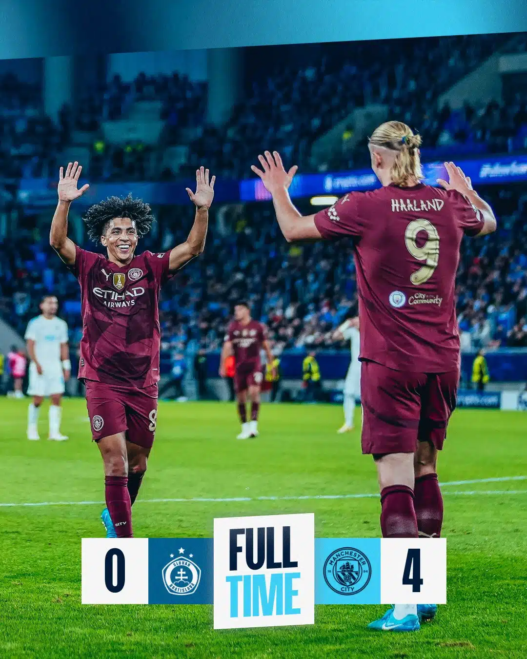 ผลบอลเมื่อคืนนี้ ยูฟ่า แชมเปี้ยนส์ลีก สโลวาน บราติสลาว่า แมนซิตี้