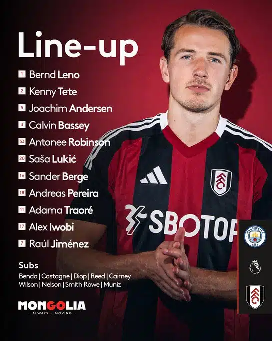 11 ตัวจริง แมนซิตี้ ฟูแล่ม