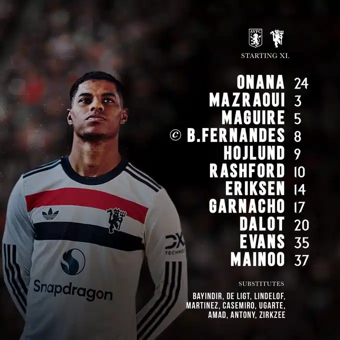 11 ตัวจริง แอสตัน วิลล่า แมนยู